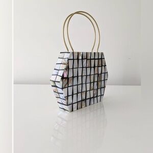 The Pearly Chic Mosaic Shell Clutch with Gold Handles